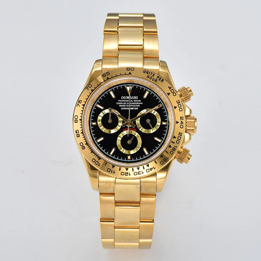 Oumashi Chronograph Automatic  ETA 7750 MOVT custom logo sapphire 40mm Daytona Panda Watch 5Bar