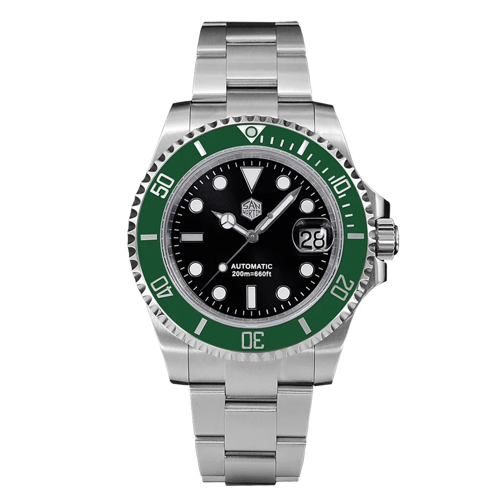 San Martin SUB Diver Sn0019G 41mm Water Ghost PT5000 SW200 Automatic AR Sapphire 20Bar BGW-9 Luminous