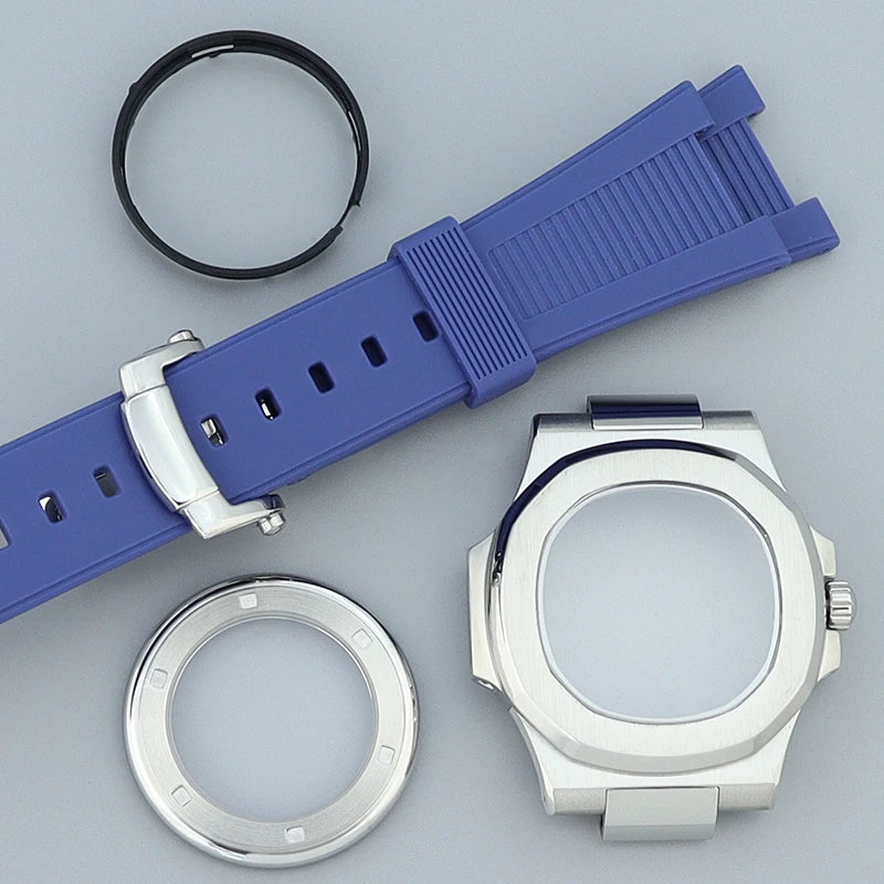 Silver/Black/Rose Gold 40mm Watch Cases Strap Parts Sapphire Glass For NH35 NH36 NH34 NH38 NH72 Movement 30.8mmDial Mod Nautilus