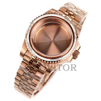 NH35 Watch Case 40mm For GMT YACHT-MASTER Seiko NH34/NH35/NH36/NH38 Movement Rose Gold Jubilee Bracelet Submariner NH35 Case