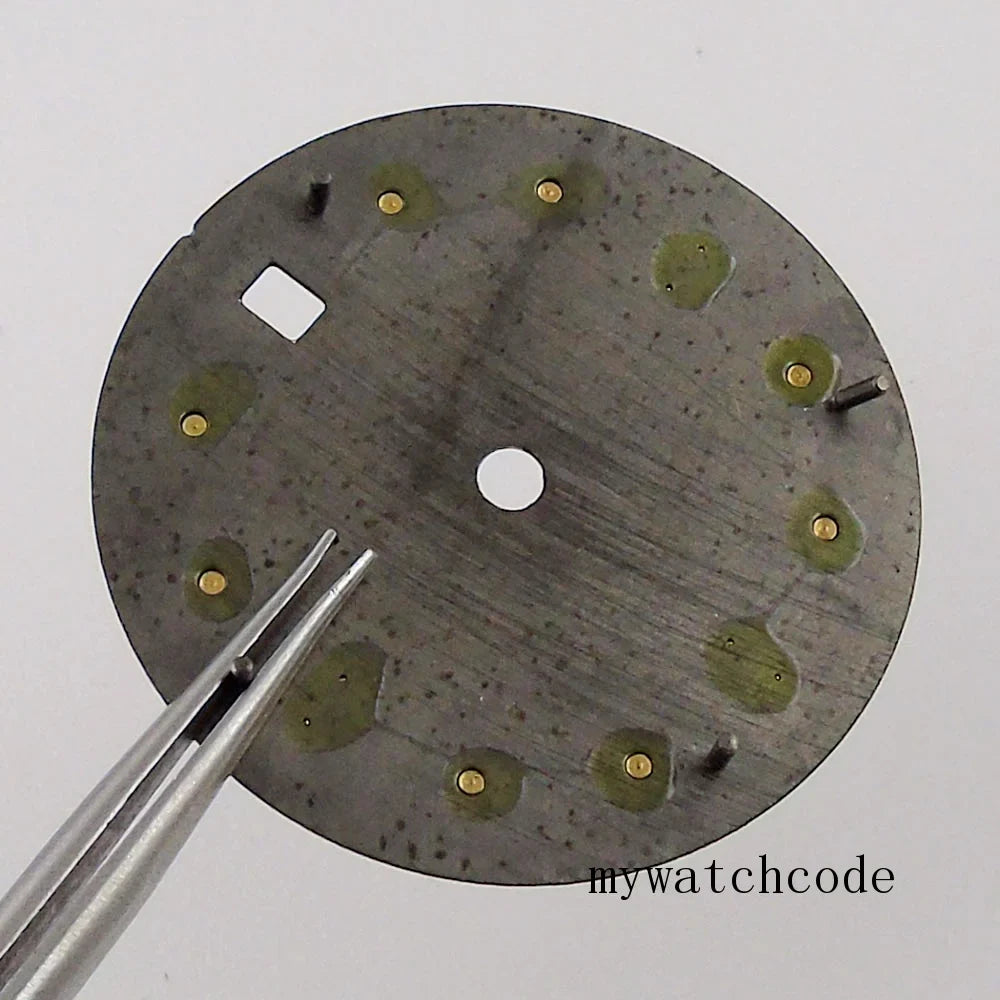 29mm Grey Sunburst Watch Dial Blue Luminous Rose Gold Edge Fit NH35A NH36A ETA2824 2836 Miyota82 Series Mingzhu DG 2813