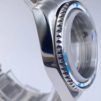 Sub Watch Case NH35 sliver 40mm GMT/SUB 120 clicks Stainless Steel Sapphire Glass fit nh34 nh35 nh36 movement 28.5mm Date Dial