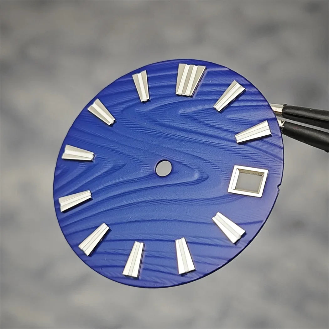 28.5mm Green Luminous Watch Dial Wood Texture Watch Faces Replace Accessories for SKX007 NH35/NH36/4R/7S Movement Watch Parts