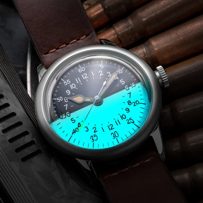 THORN SHY041 NH34 GMT Automatic Watch 36MM Pilot 15Bar Waterproof Half Luminous Dial Sapphire