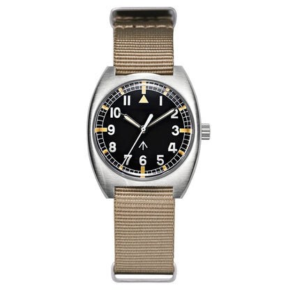 Baltany W10 Military Watch 36mm Calendar Super Luminous Leather Sapphire Stainless Steel NH35 Automatic Mechanical Wristwatches