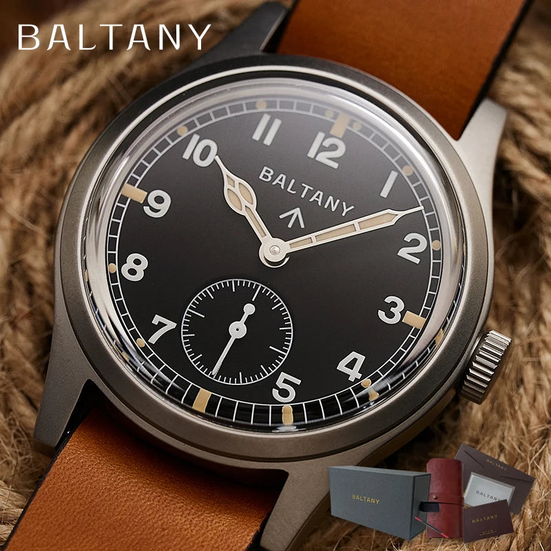 Custom logo watch Baltany S2025 D12 Retro Military Watch 36mm Swiss Luminous 10ATM Seagull  ST1701 Mechanical Watch