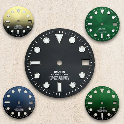 28.5mm S Logo Dial Blue Luminous Suitable For NH35/NH36/4R/7S Japanese Automatic Movement  Watch Modification Accessories