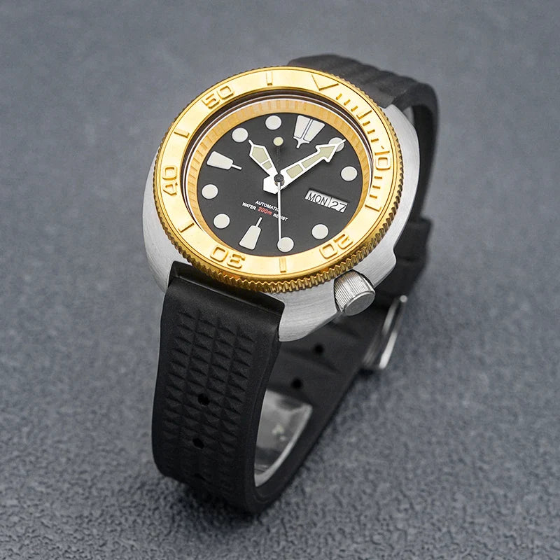 Golden Sterile Turtle SKX6105  Abalone NH36A Sapphire 20Bar Ceramic Bezel 44mm