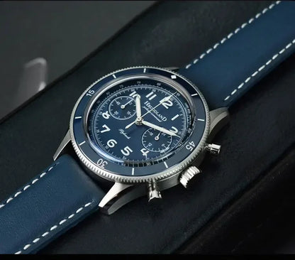 Fifty Fathoms Mod Hruodland Fo19  Chronograph Watch VK64 Quartz AR Sapphire 40MM 10bar