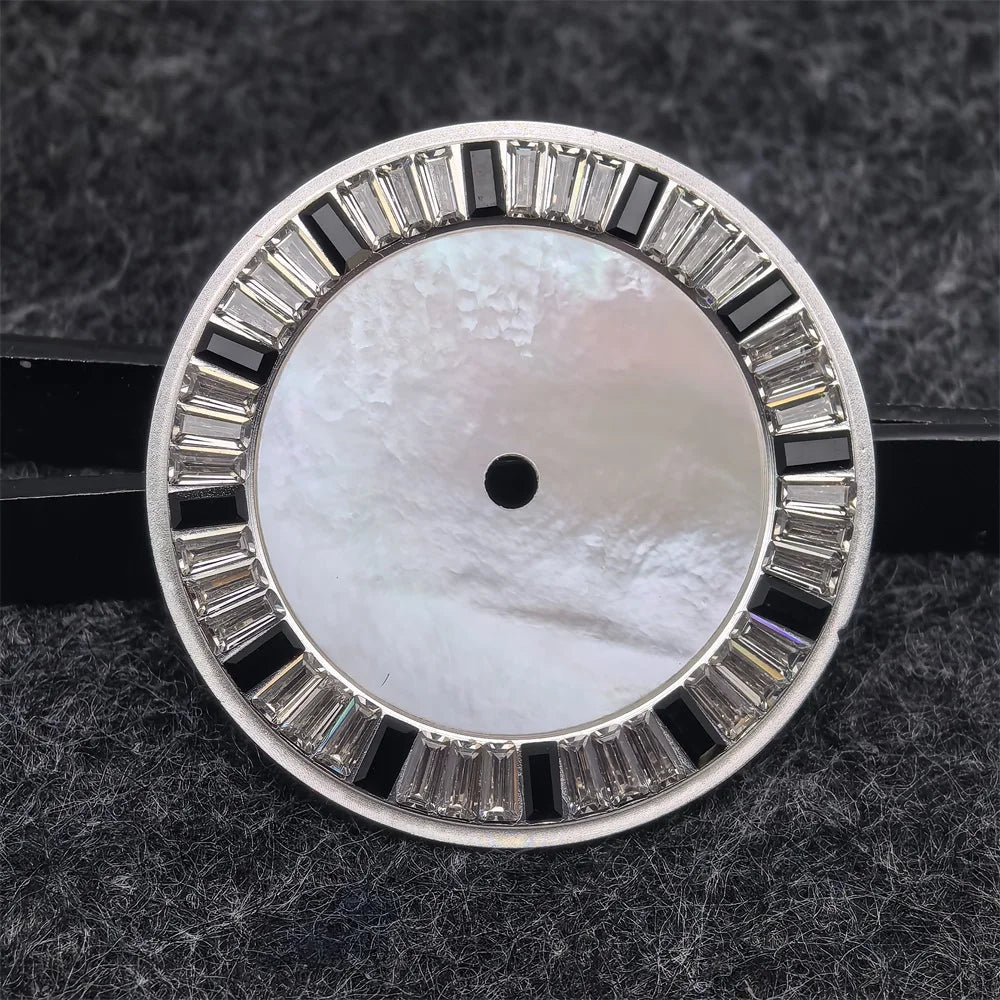 28.5mm Shell Watch Dial with Crystal High Quality Hands No Date No Luminous Watches Faces Modified Accessories
