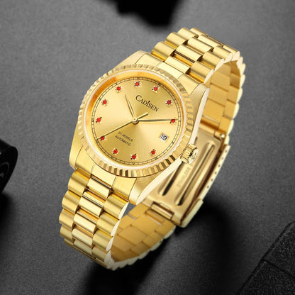 CADISEN C8223 DateJust Watch Miyota 8215 Sapphire Luxury Golden Watch 36MM Ladies Men