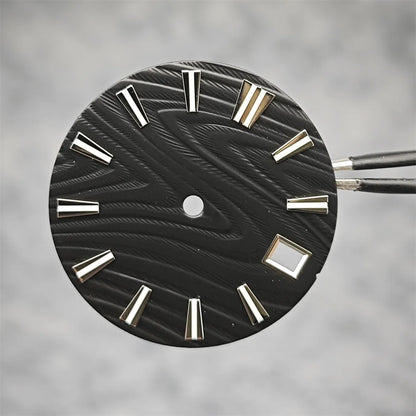 28.5mm Green Luminous Watch Dial Wood Texture Watch Faces Replace Accessories for SKX007 NH35/NH36/4R/7S Movement Watch Parts