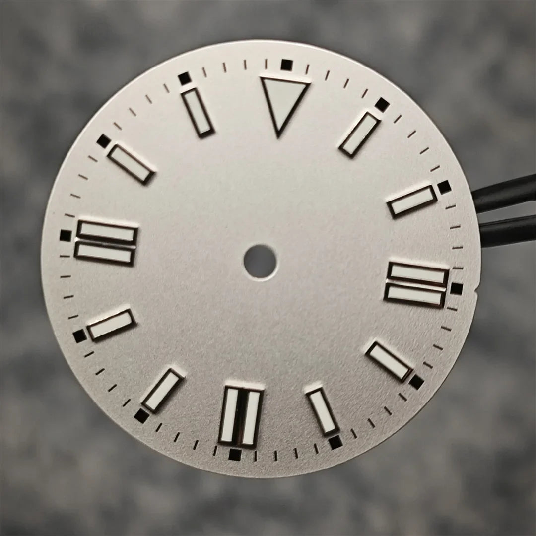 28.5mm Watch Dial Sunray Texture Dial Double Strips Nails Green Luminous Watch Faces for NH35/ 8215/ 2813/ 2836 Movements