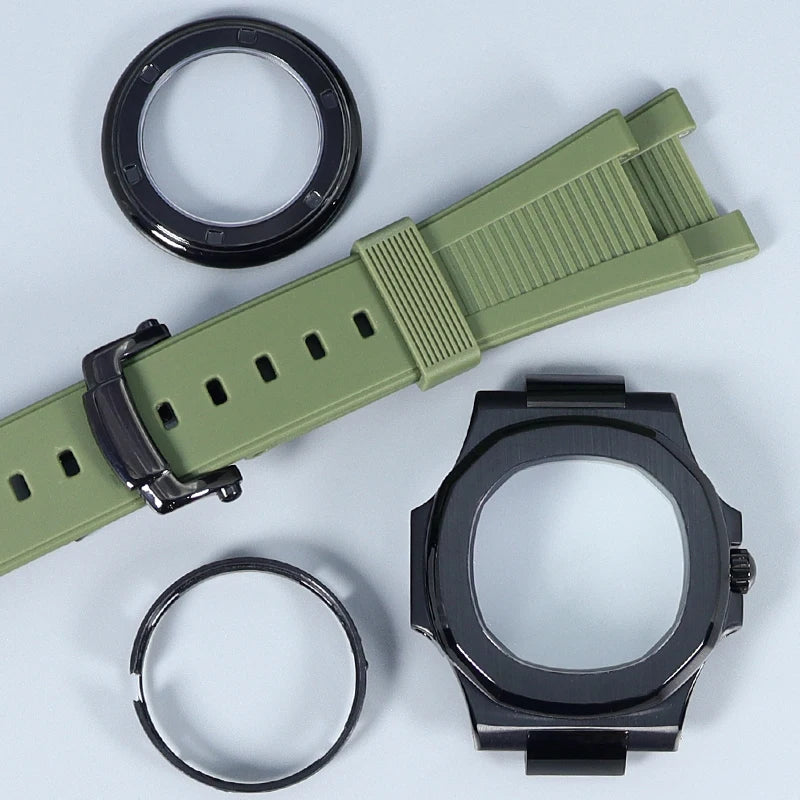 Silver/Black/Rose Gold 40mm Watch Cases Strap Parts Sapphire Glass For NH35 NH36 NH34 NH38 NH72 Movement 30.8mmDial Mod Nautilus