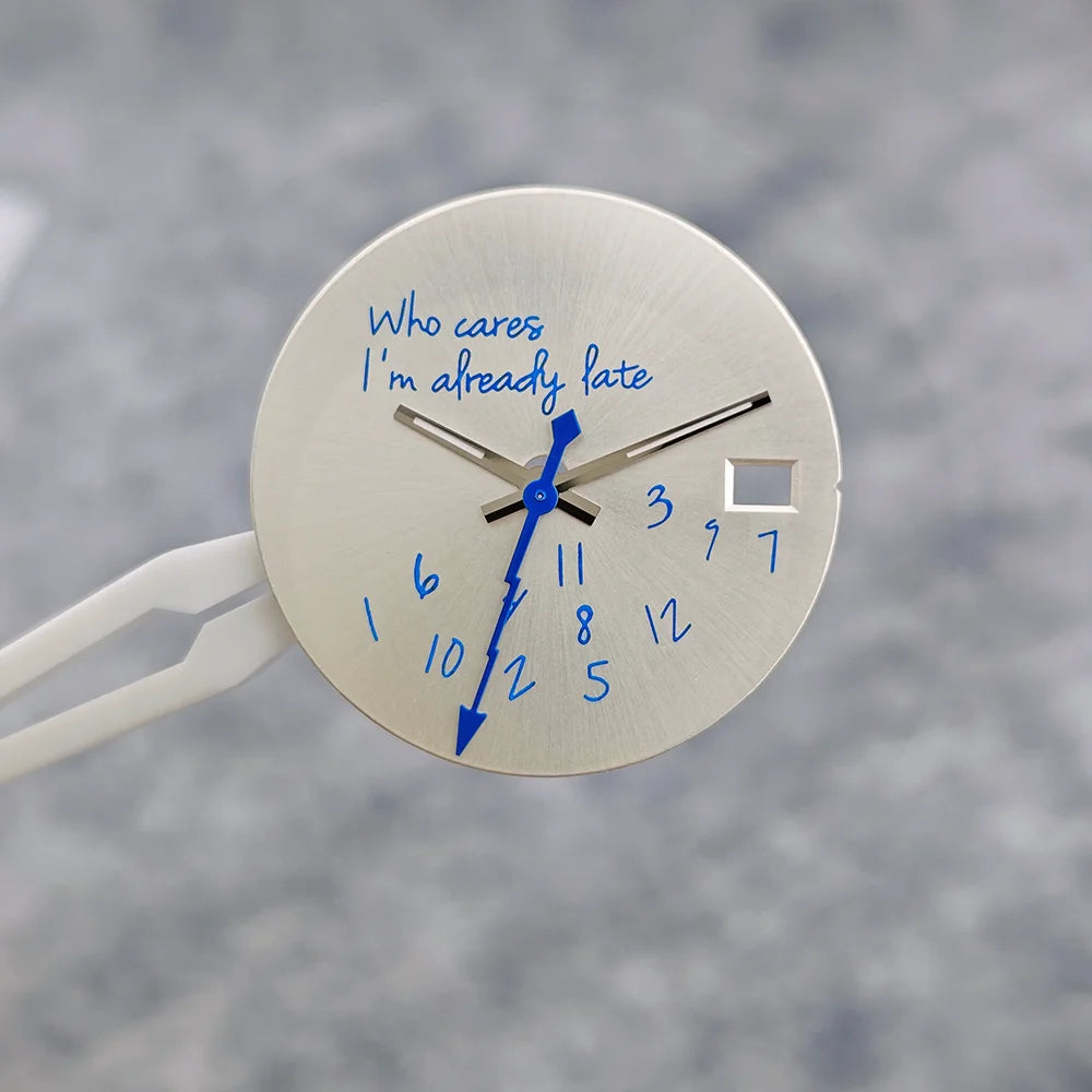 28.5mm Dial+hands Nh35 Nh36 Dial Suitable "Who Cares, I'm Already Late" Dial For NH36/35 Movement Watch Accessories