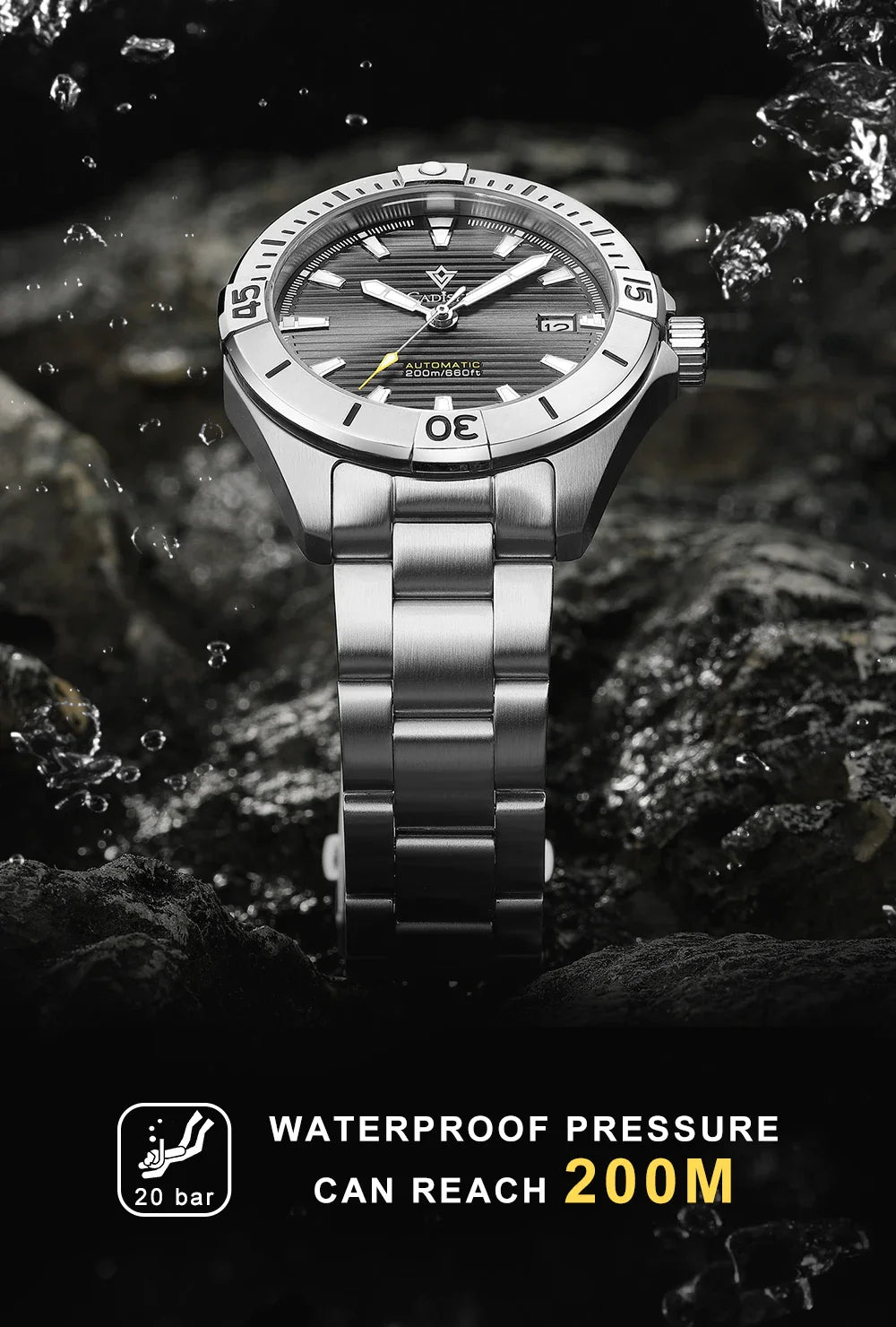 CADISEN C8218 Diver V2 20Bar NH35 Automatic 40MM Sapphire luminous