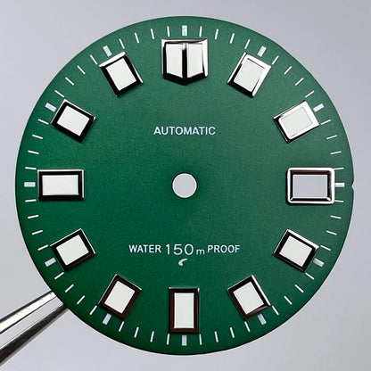 28.5mm NH35S Logo Dial Sunray 62MAS Prospex Seik Mod Watch Case Modified Parts Green Luminous Suitable For NH35 NH36 Watch Dial