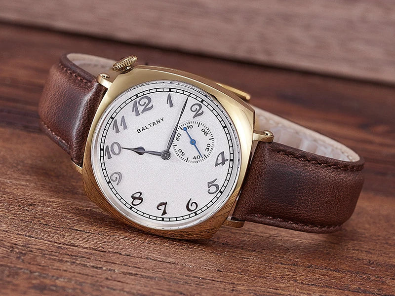 Baltany Dress Watch Man 4046G ST1701 Automatic Gold Case Stainless Steel Square Retro 1921 Homage Mechanical Wristwatch Man