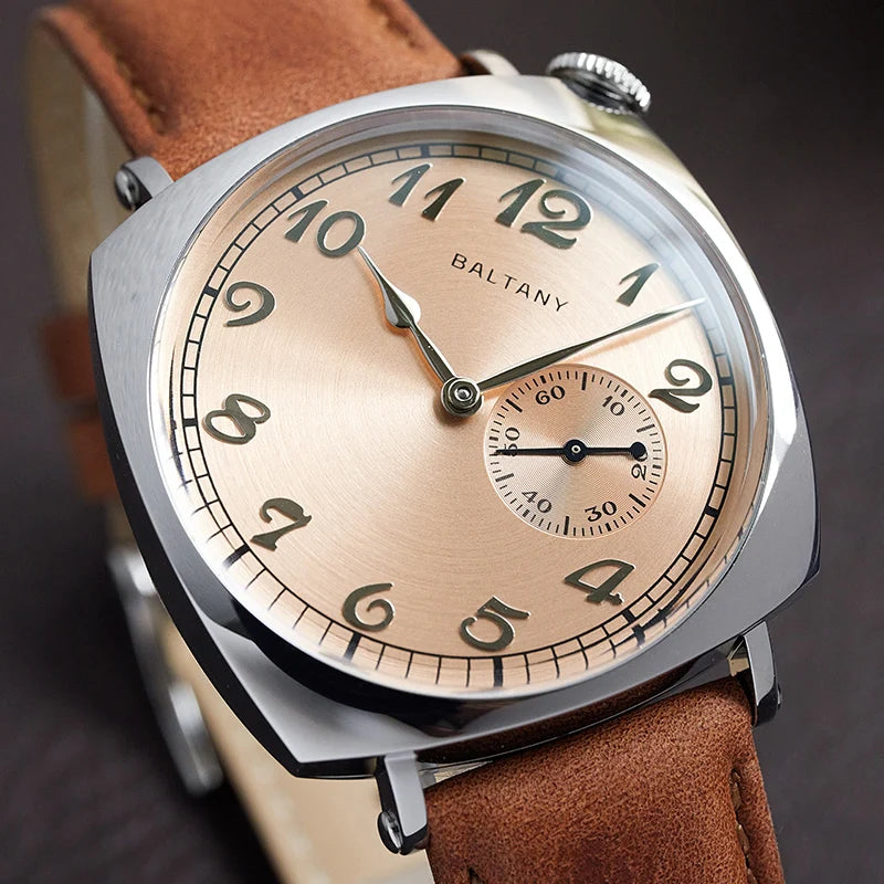 Baltany  Dress Watches Man S4046 1921 Sub-second Homage ST1701 Stainless Steels Classic Square Case Vintage Mechanical Watch
