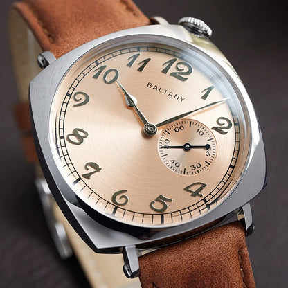 Baltany  Dress Watches Man S4046 1921 Sub-second Homage ST1701 Stainless Steels Classic Square Case Vintage Mechanical Watch