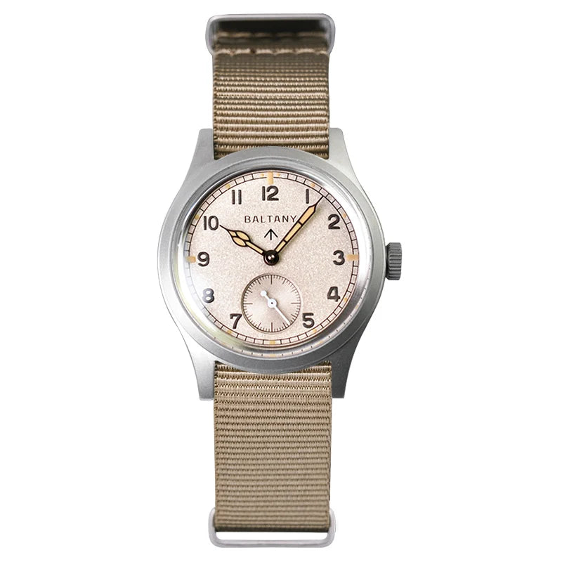 Custom logo watch Baltany S2025 D12 Retro Military Watch 36mm Swiss Luminous 10ATM Seagull  ST1701 Mechanical Watch