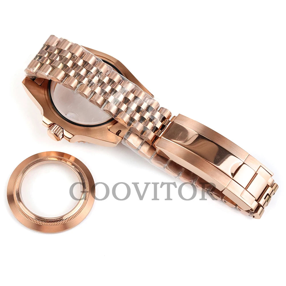 NH35 Watch Case 40mm For GMT YACHT-MASTER Seiko NH34/NH35/NH36/NH38 Movement Rose Gold Jubilee Bracelet Submariner NH35 Case