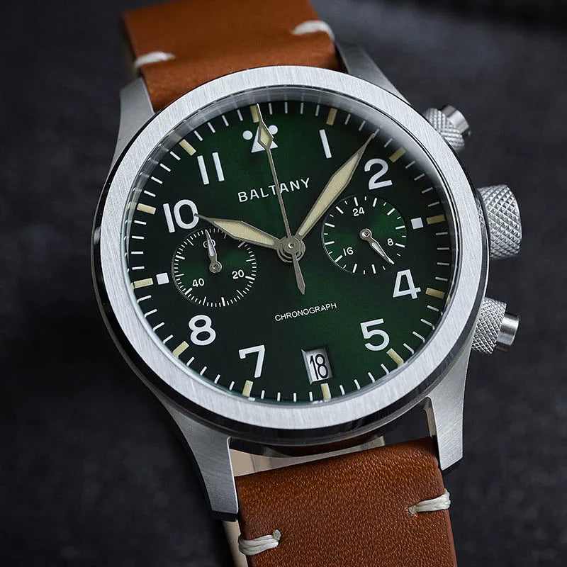 Customizable watch Baltany Military Chronograph watch S5057 Retro Quartz VK64 10ATM  Swiss Lume AR Sapphire