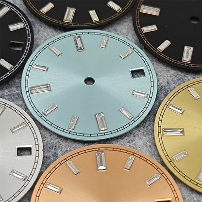 28.5mm Watch Dial Stone Diamond Nail Sunburst Watch Faces No Luminous Accessory Suitable for NH35 / NH36 Movement