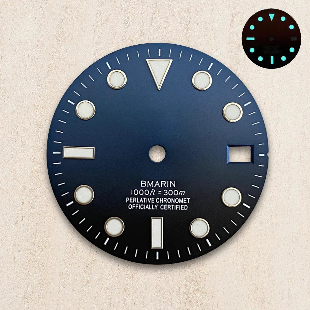 28.5mm S Logo Dial Blue Luminous Suitable For NH35/NH36/4R/7S Japanese Automatic Movement  Watch Modification Accessories