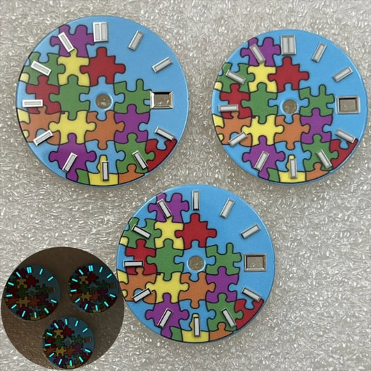 28.5mm/31mm NH35 Dial GBW9 Blue Luminous Logbook Watch Dial Enamel Surface Watch Faces Watch Accessories for NH35 NH36 Movement