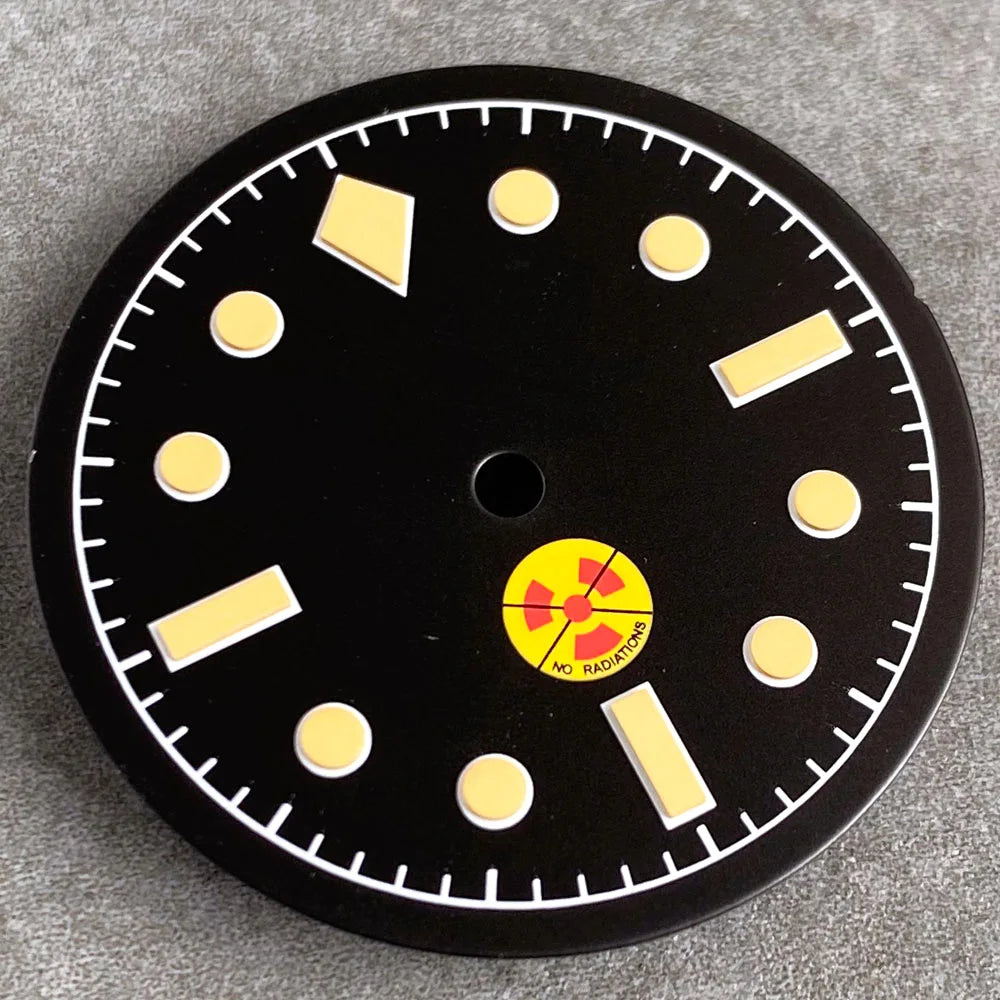 Non-Radiation 50-FATHOMS Watch Dial Parts 29mm for NH35 PT5000 Green Luminous Case Parts Sterile Nologo Hand Set for Dive Watch