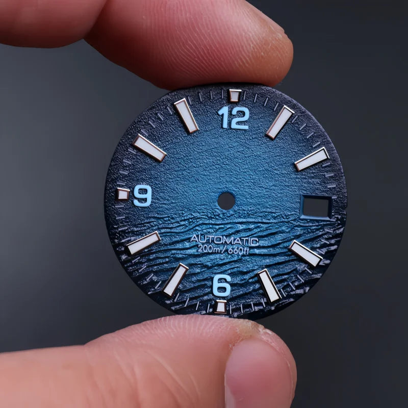 wave dial New Style Sea High Quality 28.5mm Diving Watch 3 Or 3.8 Crown Dial Face With C3 Bgw9 Luminous For Seik Nh35 Movement Skx007 Mods