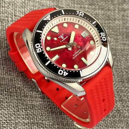 Tandorio SBDX001 Diver TD214R MOP Red Sapphire NH35 42.5MM 20bar