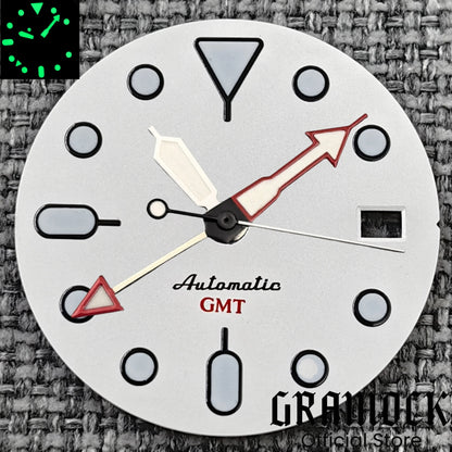 29mm Blue Red Black Orange GMT NH34 White Glossy Dial With Hands C3 Lume Fit NH34 Mechanical Watch Modified Accessories