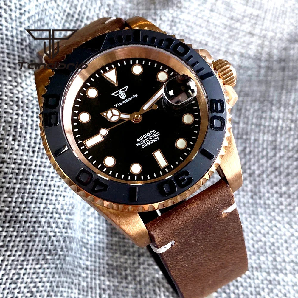 Tandorio TD232B Solid CUSN8 Bronze Watch NH35A PT500040mm Sapphire Submariner Yachtmaster