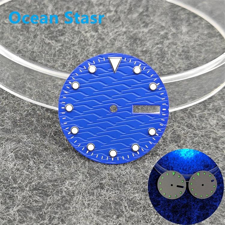 28.5mm Watch Dial Ocean Star Surface Single / Double Calendar Watch Faces Green Luminous Watch Accessory for NH35/NH36 Movement