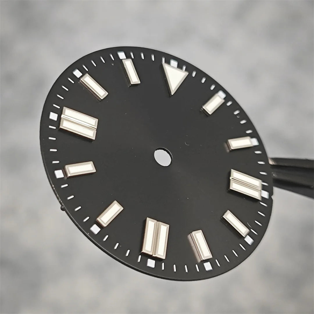 28.5mm Watch Dial Sunray Texture Dial Double Strips Nails Green Luminous Watch Faces for NH35/ 8215/ 2813/ 2836 Movements