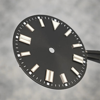 28.5mm Watch Dial Sunray Texture Dial Double Strips Nails Green Luminous Watch Faces for NH35/ 8215/ 2813/ 2836 Movements