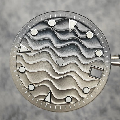 28.5mm Watch Dial Water Ripple Gradient Color Watch Faces Green Luminous Surface Man’s Watch Accessories for NH35 Movement