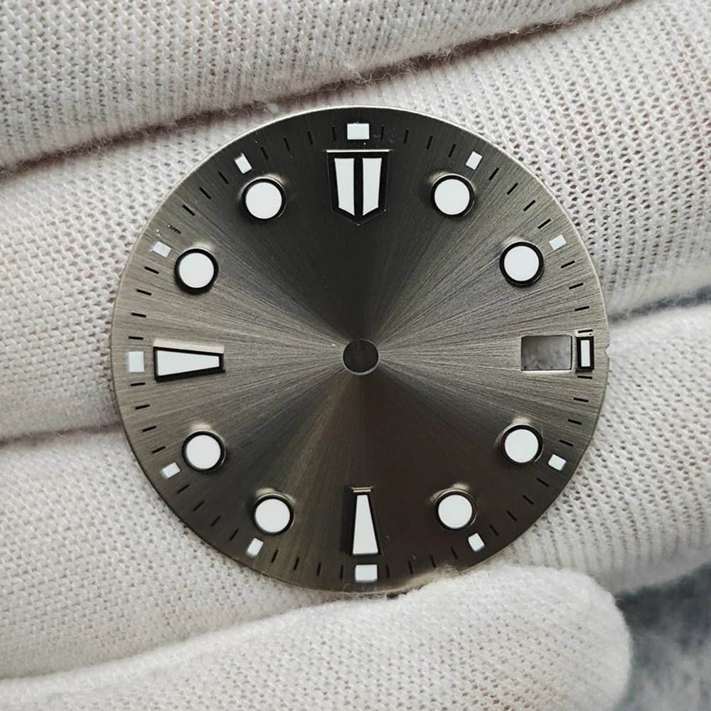 New 28.5mm Watch Dial BGW9/C3 Blue Green Luminous Watch Faces Sunray Dial Watch Accessories for NH35/NH36/4R/7S Movement