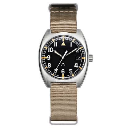 Baltany W10 Military Watch 36mm Calendar Super Luminous Leather Sapphire Stainless Steel NH35 Automatic Mechanical Wristwatches