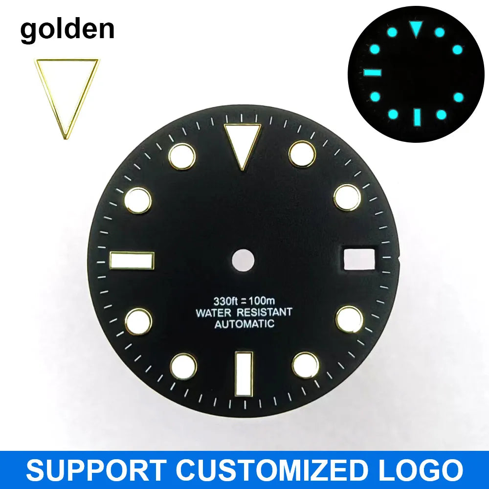 28.5mm diameter dial suitable for NH-34/35/36 movements GMT Luminous dial customization LOGO/name DIY dial watch parts