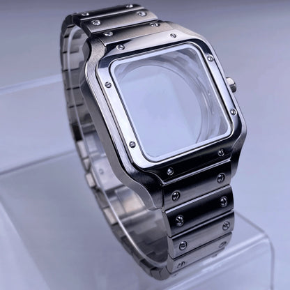 38mm NH35 Square Watch Case 316L Stainless steel Watch Accessories Santos Modification Parts for NH35 4R35 NH36 4R36 Movements