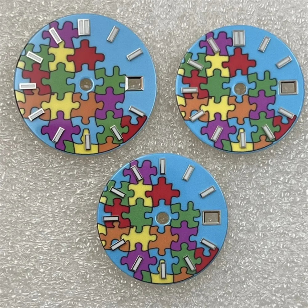 28.5mm/31mm NH35 Dial GBW9 Blue Luminous Logbook Watch Dial Enamel Surface Watch Faces Watch Accessories for NH35 NH36 Movement