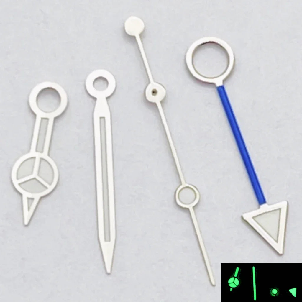 RICHUS NH34 GMT Watch Hands Silver/Black/Gold/RoseGold Blue Luminous Fit NH34 Movement Watch Accessories