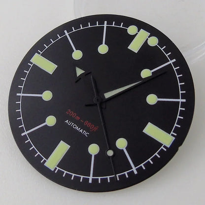 Sterile 31mm Silver Watch Dial for Seik0 N H35 N H36 Movement Green Luminous Di ving Wristwatch Accessories