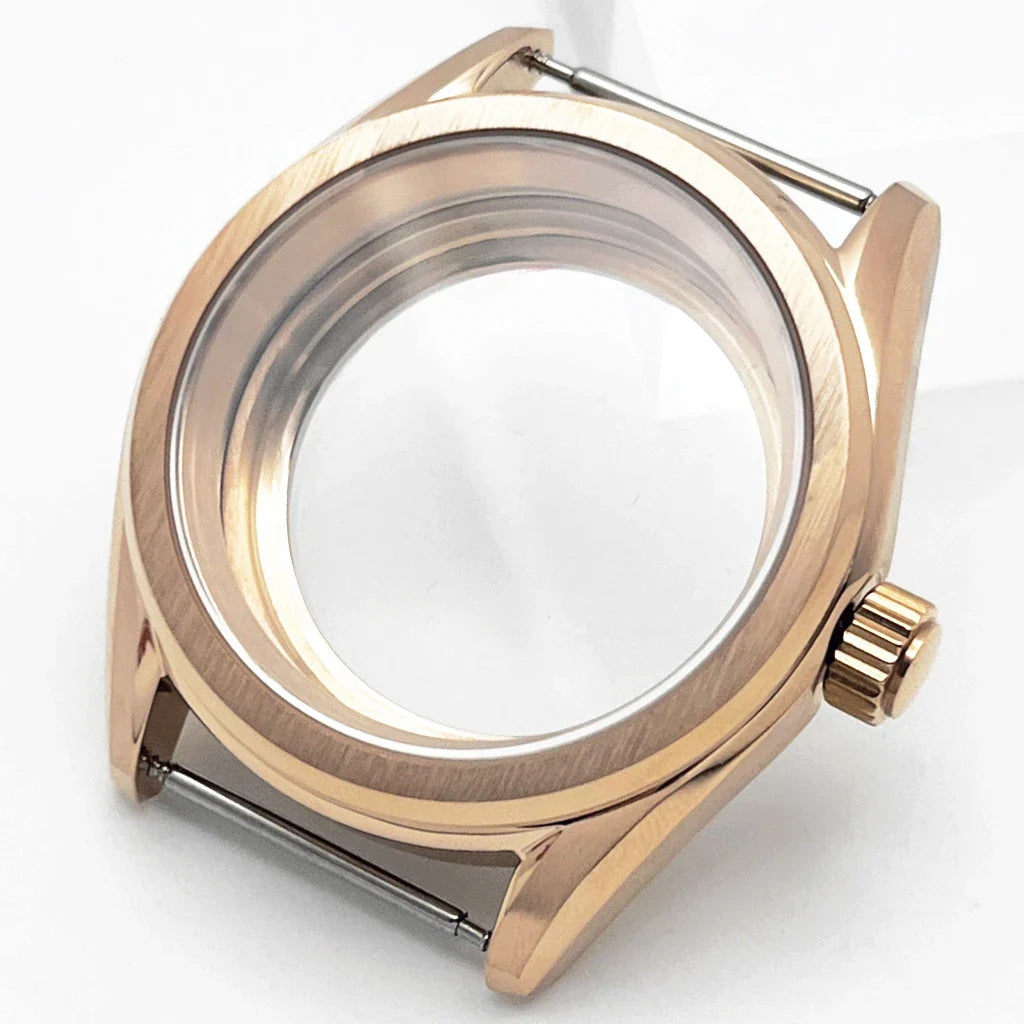 38mm NH35 Case Sapphire Glass RoseGold Watch Case Stainless Steel Strap Fit NH35 NH36 ETA2824 PT5000 Movement Watch Accessories