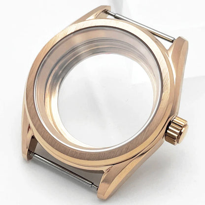 38mm NH35 Case Sapphire Glass RoseGold Watch Case Stainless Steel Strap Fit NH35 NH36 ETA2824 PT5000 Movement Watch Accessories