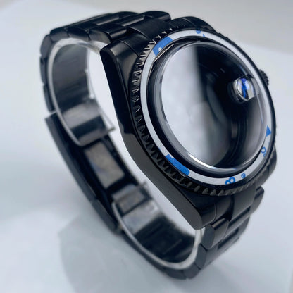 GMT/SUB NH35 watch case 40mm Black Stainless Steel High Quality Sapphire Glass Alloy/Ceramic Bezel case fit nh35 movement