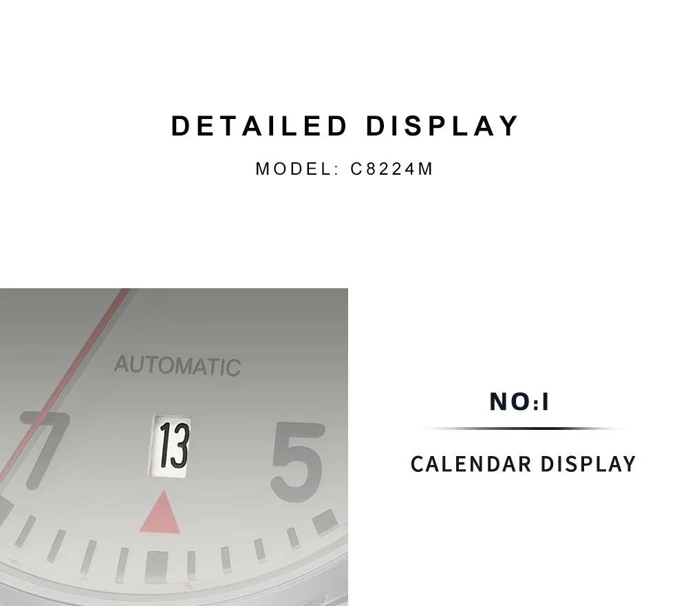 Cadisen C8224 Minimalist C3 Luminous Miyota 8215 AR Sapphire 5ATM Mesh strap 40MM